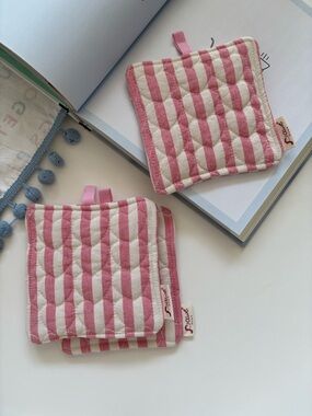 Pawe® Pink Stripe Quilted Coasters ☁️💗